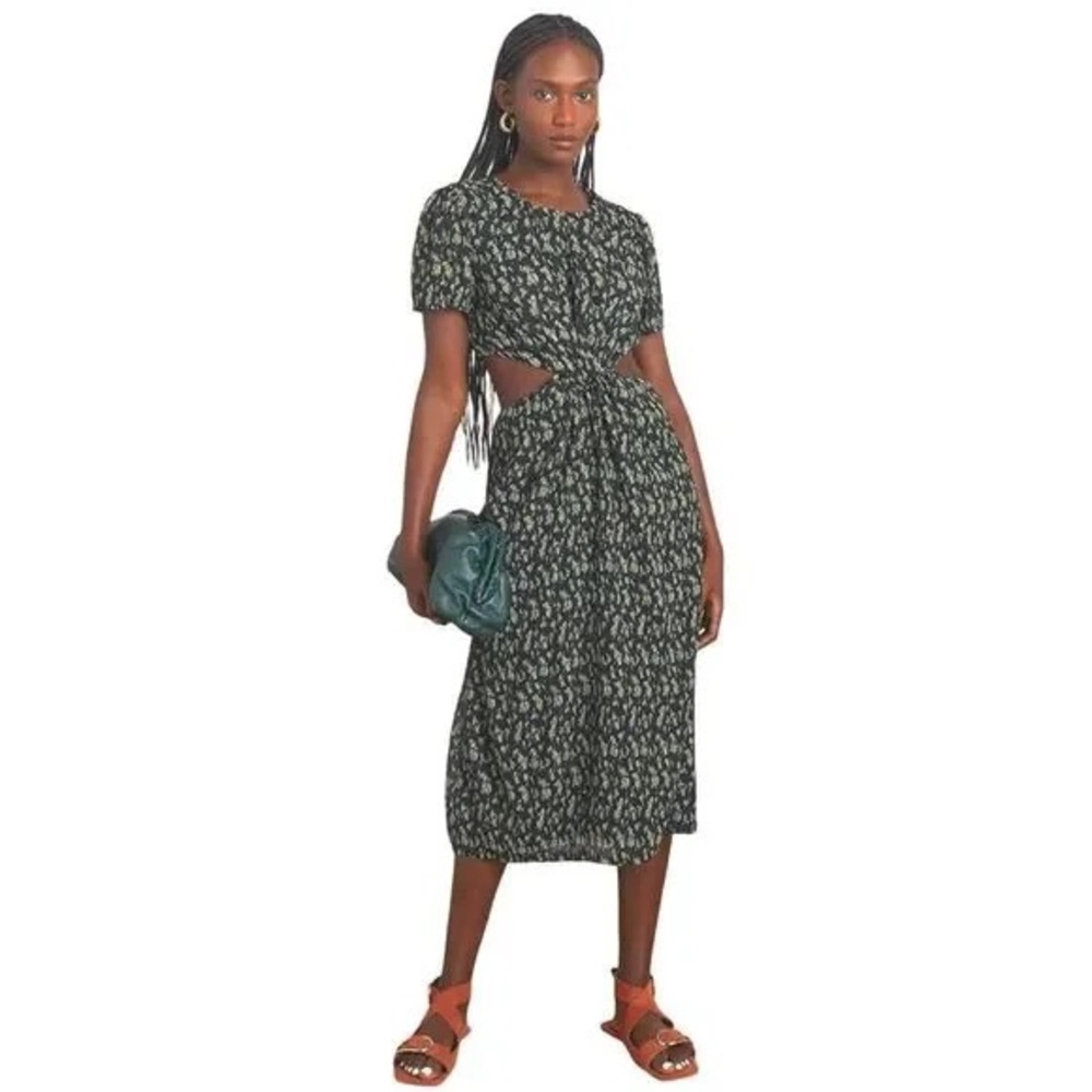Who What Wear Black and White Floral Midi Dress
